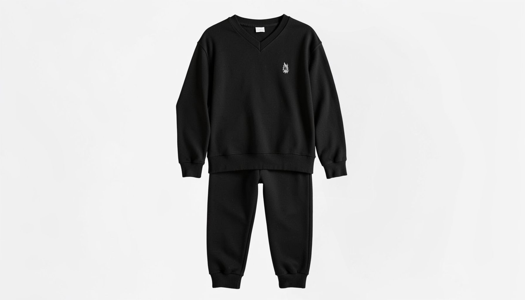 Black tie-front sweatshirt and joggers co-ord set, relaxed loungewear silhouette
