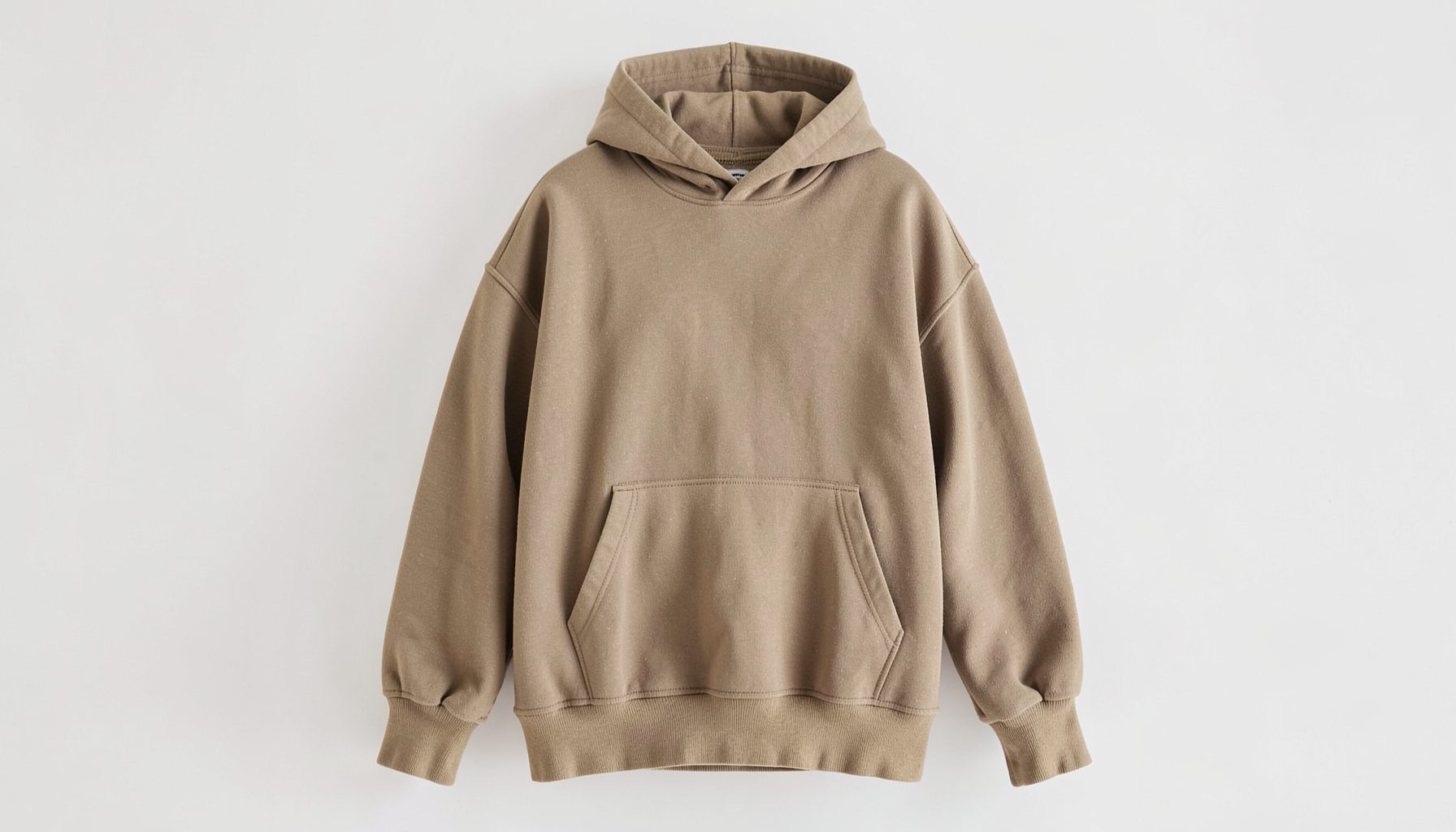 Khaki oversized washed hoodie, relaxed drop-shoulder fit, neutral earthy tone